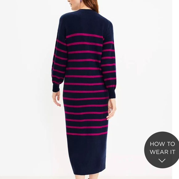 NEW LOFT Striped Cardigan Midi Dress - Picture 7 of 13